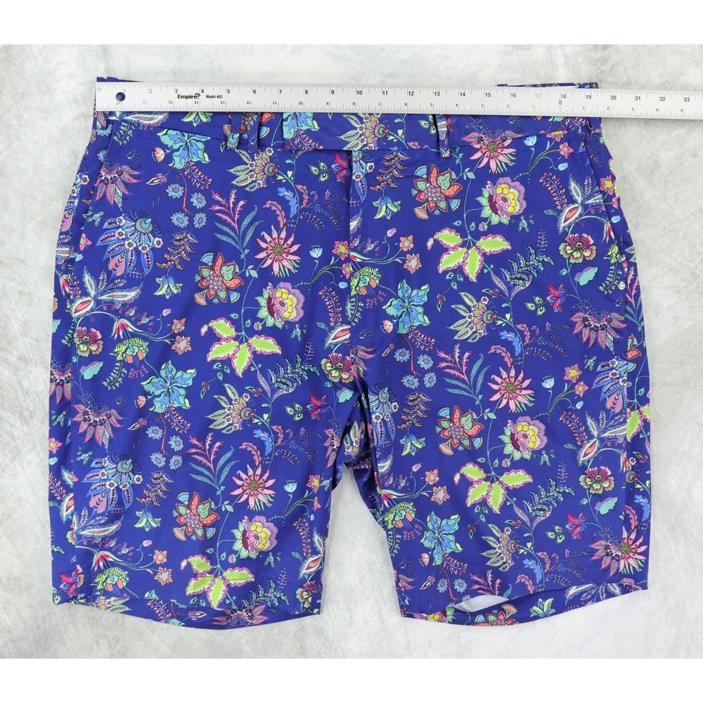 RLX Ralph Lauren Golf Shorts Mens 38 Blue Floral Paisley Performance Stretch